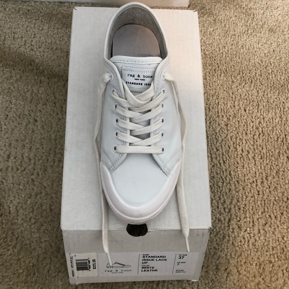 Rag & Bone Standard Issue Lace Up White Leather Sneakers. NWT! Sz 7 - Picture 7 of 12